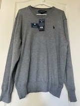 U.S. POLO ASSN Sweater Mens Size Large Long Sleeve Gray V Neck Acrylic *NWT $60 - £26.77 GBP