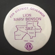 Lions Club Mary Benson for District Governor Button Pin 2.25 5M7 1988 - ... - £12.01 GBP