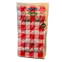 Pic-Nik King Red Gingham Floral 2 Ply Waterproof Plastic Table Cover 40” x 78” - £11.17 GBP
