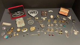 60 pc Vintage Tie Clips Buttons Money Clip Dragon Bookmark More - $22.50
