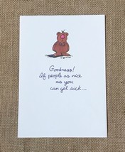 J Benton Get Well Card Sad Teddy Bear Red Nose Kitsch Whimsical Junk Jou... - $7.92