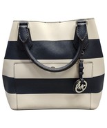 Michael Kors Greenwich Saffiano Large Grab Bag Womens Navy White Striped... - $2,300.78 MXN