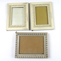 Set of 3 shabby chic ivory/ metallic photo frames  two are 4x6, one is 5x7 - £16.26 GBP