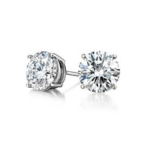 0.25,0.50,1-2-3-4 Carat TCW 3-4-5-6-7-8 mm White Round CZ Silver Stud Earring - £14.48 GBP+