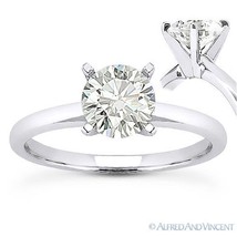 Round Brilliant Cut Moissanite 14k White Gold 4-Prong Solitaire Engagement Ring - £393.35 GBP+
