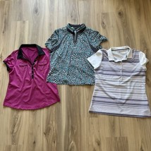 Lot of 3 Golf Tennis Pickleball Polos Swing DKNY Puma Size L Pink Teal W... - $32.67