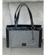 Liz Claiborne Satchel Black Handbag Purse Tote Bag Metallic Thread  - £28.05 GBP
