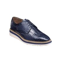 25725-400 Navy Stacy Adams Alario Wingtip Croco Embossed Leather Shoes image 2