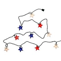 Kurt Adler 10 Light Patriotic Star Light String Red White and Blue UL4369 - $26.71