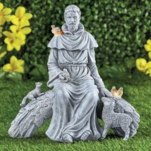 Solar Powered St. Francis of Assisi Animals Garden Sculpture Outdoor Yard Statue - £26.45 GBP