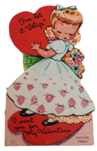 Ameri-Card Vintage Valentines Day Card Girl I Let it Slip Message Small ... - $7.99