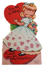 Ameri-Card Vintage Valentines Day Card Girl I Let it Slip Message Small ... - £6.37 GBP