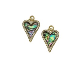 Gold Abalone heart Charm, Sku#L664 - $4.99