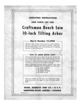 1956-1958 Craftsman 113.29920  10&quot; Tilt-Arbor Bench Saw Instructions - $20.24