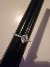 Vintage Silver Ring With Faux Diamond Crystal Rhinestone Size 8 - £19.30 GBP