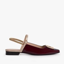 The Rosalinda Burgundy Patent Leather Women Flat Slingback Sandal image 5