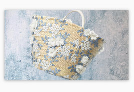 Tote Bag Caterina Bertini x Anthropologie Embellished Straw  New Exotic - $89.07
