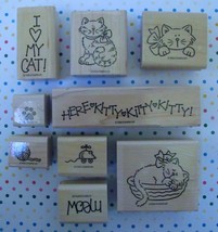 Stampin&#39; Up I Love My Cat 9 Stamp Set Kitty Cats Mouse Yarn Wood Mounted - £11.87 GBP