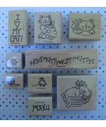 Stampin&#39; Up I Love My Cat 9 Stamp Set Kitty Cats Mouse Yarn Wood Mounted - £11.87 GBP