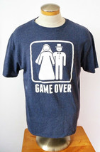 Marriage Bride/Groom “Game Over” Adult Large Shirt Blue Bachelor Party S... - $9.85