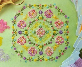 Spring Cross Stitch Biscornu pattern pdf - Flowers Ornament Cushion Embroidery - £7.46 GBP