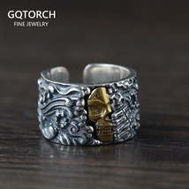 Lver s990 vintage craft ring for men silver copper combined with cool skull silver ring thumb200