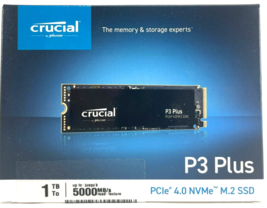 Crucial - CT1000P3PSSD8 - P3 Plus 1TB Pc Ie Gen4 3D Nand Nv Me M.2 Ssd - £80.08 GBP