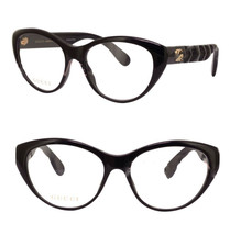 GUCCI MATELASSE Marmont 0812 Black Cat Eye Eyeglasses 54mm GG0812O Optical Quilt - £156.84 GBP