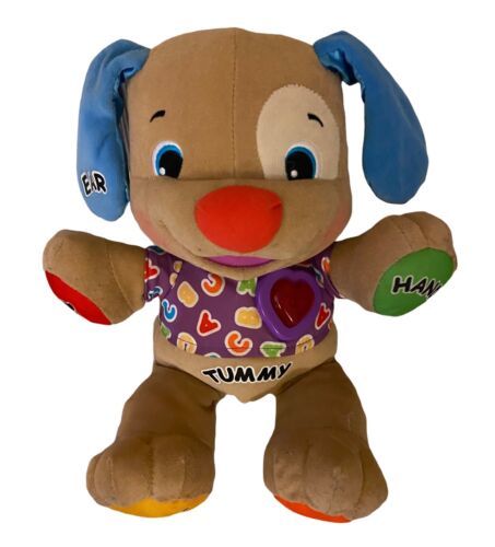 Fisher Price Learning Tummy Dog Singing Heart Talking ABC Teddy Bear Interactive - $26.68