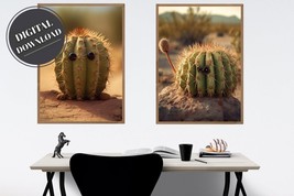 Artisan PRINTABLE wall art, Funny Cactus Faces (Set of 2), Portrait | Download - £3.98 GBP