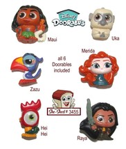 Disney lot of 6 Doorables Maui, Uka, Zazu, Merida, Hei Hei &amp; Raya used - $19.95