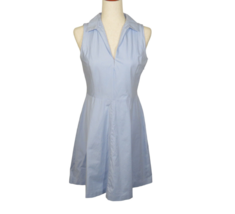 Theory Light Blue Cotton Blend Collared V Neck Sleeveless Dress Size 8 - £29.86 GBP