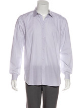 Burberry London Men&#39;s Shirt Size Large White w/ Gray Stripes Long Sleeves - £37.26 GBP