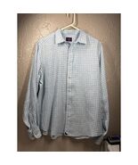 UNTUCKit Linen Check Plaid Long Sleeve Button Up Shirt Blue Mens Size Large - $32.95
