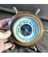 Vintage Brass Wood Porcelain Glass Ship&#39;s Wheel Barometer Selsi Germany ... - $42.78 CAD