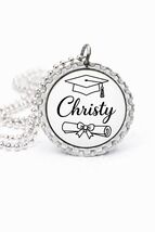 Cap And Diploma Graduate personalized necklace with name of your choice   - $7.99