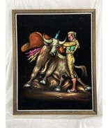 VTG Spanish Matador Bullfight Painting on Velvet Framed MCM Décor Art 37... - $256.60 CAD