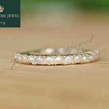 Freshwater Pearl Wedding Band, 925 Sterling Silver, June Birthstone Akoya Pearl  - £38.79 GBP