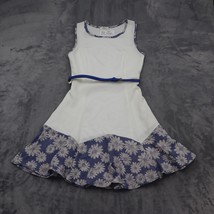 Lette USA Dress Girls L White Floral Sleeveless Round Neck Belted Outwear - £20.51 GBP