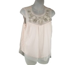 Hollister Babydoll Layered Tank Top Womens M Pink Embroidered Sleeveless... - £15.89 GBP