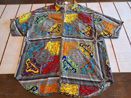 Vintage Unionbay Button Up Shirt Mens XL Multi-colored Patchwork All Ove... - $34.64