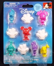 Mickey Mouse &amp; Friends eraser set 10 pc NEW - £5.67 GBP