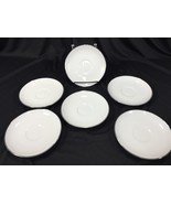 (6) Noritake Fine China Japan 6&quot; Coffee Cup Saucers White Silver - £15.97 GBP