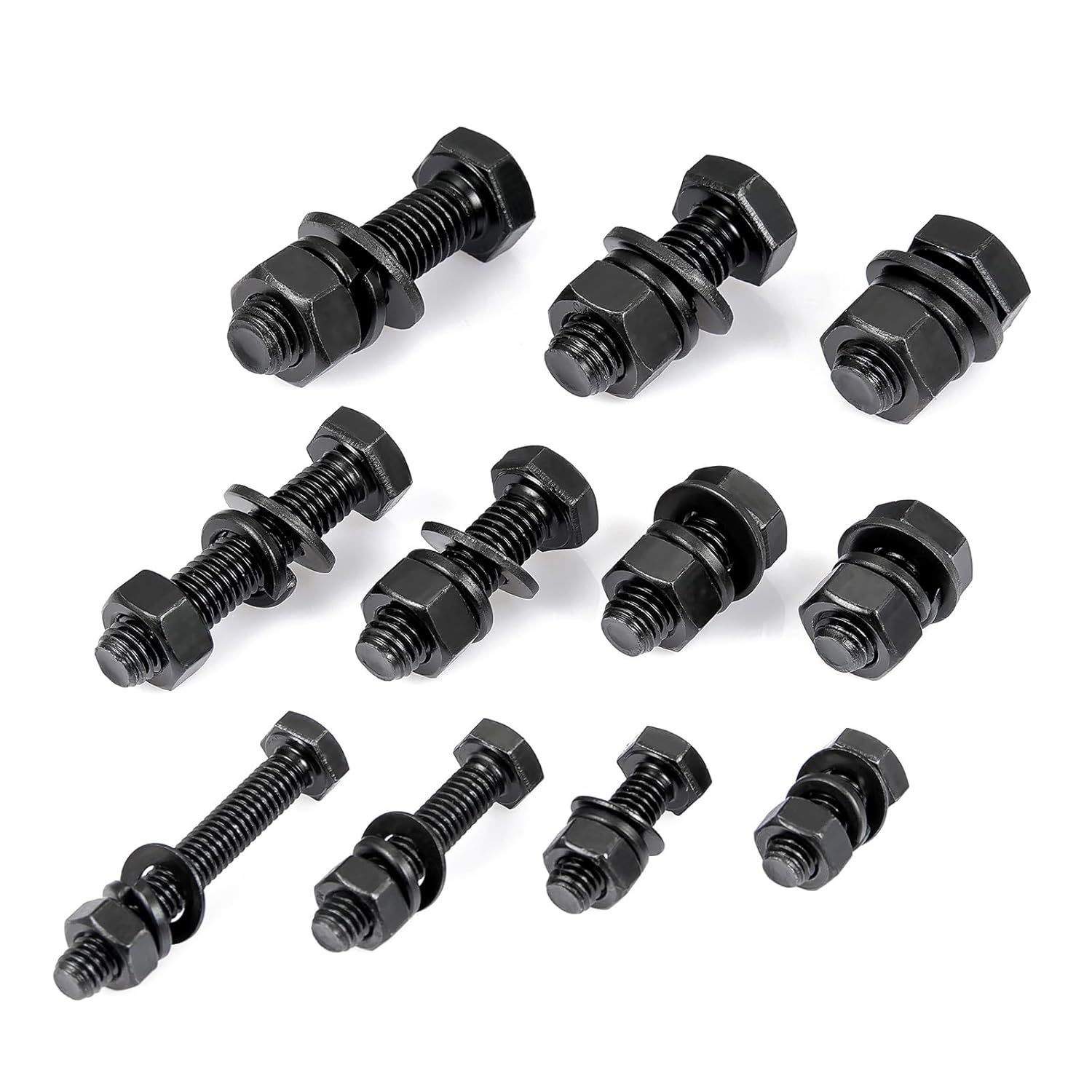 340 Pcs M6/M8/M10 Hex Head Metric Nuts And Bolts - Black Grade 8.8 Alloy... - $33.99