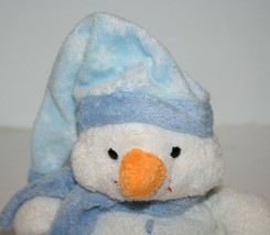 Ty Pluffies Windchill Snowman 9&quot; White Plush Light Blue Hat Scarf Soft T... - $13.77