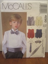McCalls 4290 sizes 3-4-5-6 childs/boys lined vest cummerbund ,bow,tie,pa... - $7.29