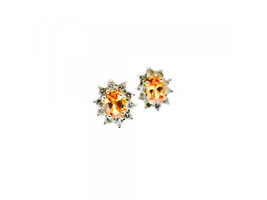 925 Sterling Silver Citrine &amp; Cz &quot;Spring Flowers&quot; Earrings - £33.24 GBP