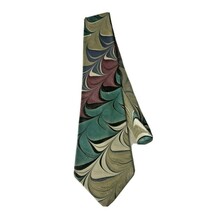 Marblesque Men&#39;s Neck Tie by Brian O&#39;Malley Green Purple Tan Abstract 10... - $295.74 MXN