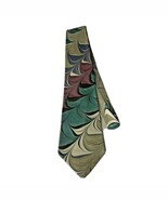 Marblesque Men&#39;s Neck Tie by Brian O&#39;Malley Green Purple Tan Abstract 10... - $295.74 MXN