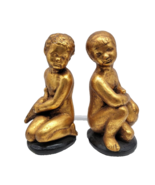 2 Vintage Gold Gilt 10&quot;    Aldo Mencari gold children figurines - $44.00